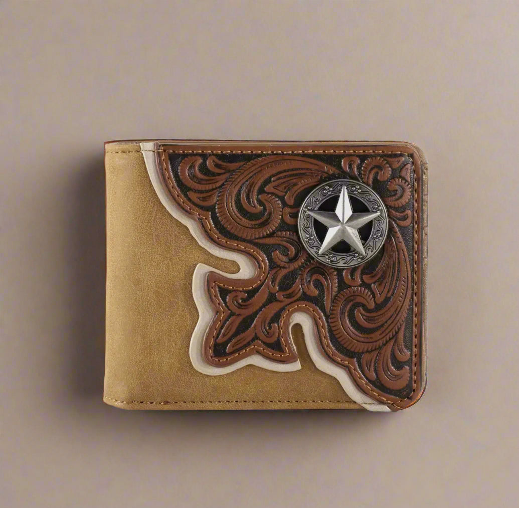 Lone-Star Embossed Vintage Floral Bifold Wallet
