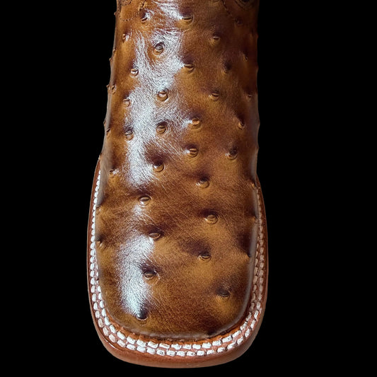 Men’s Ostrich Print-Miel Dorada Square Toe