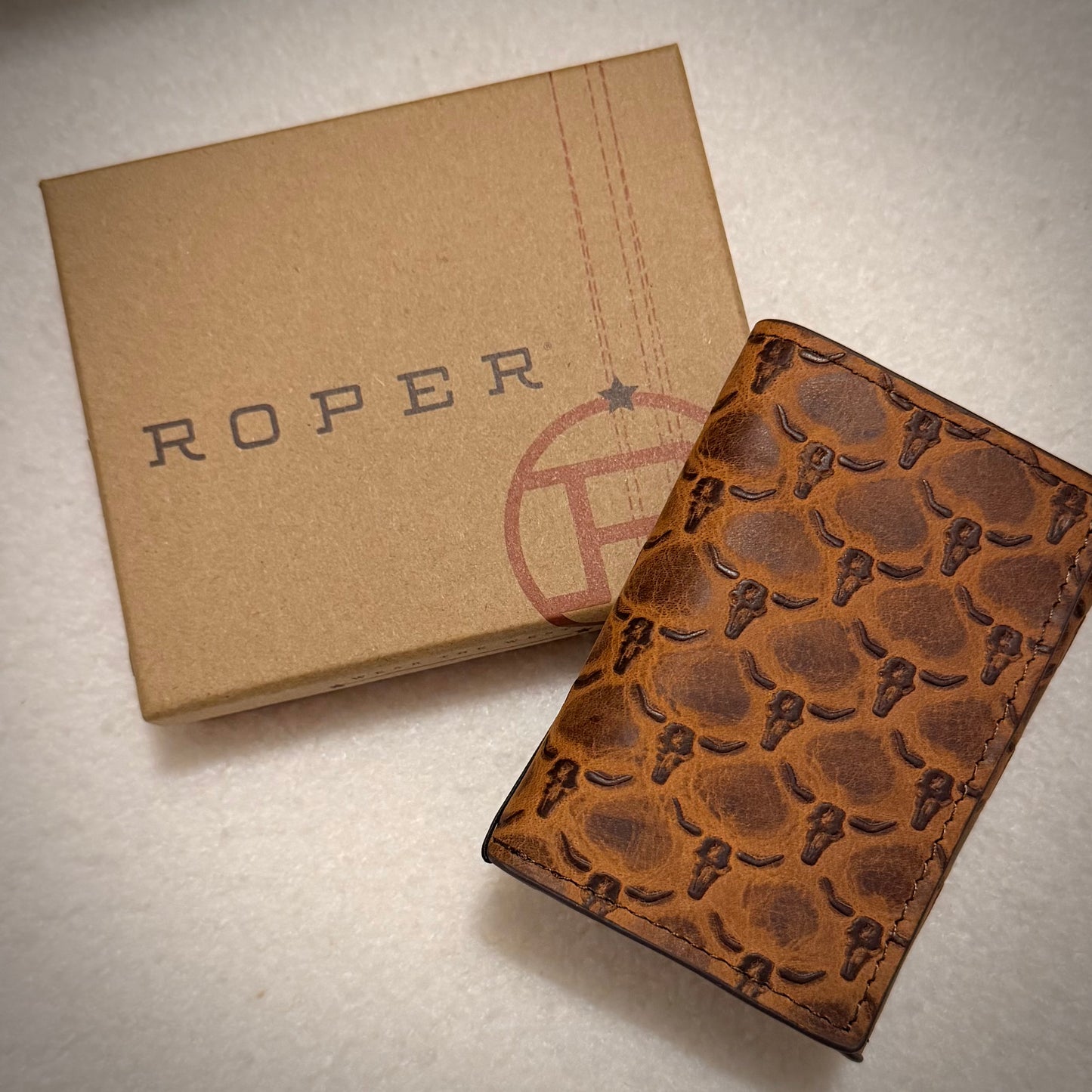 ROPER MEN'S STEER HEADS EMBOSS TRIFOLD WALLET