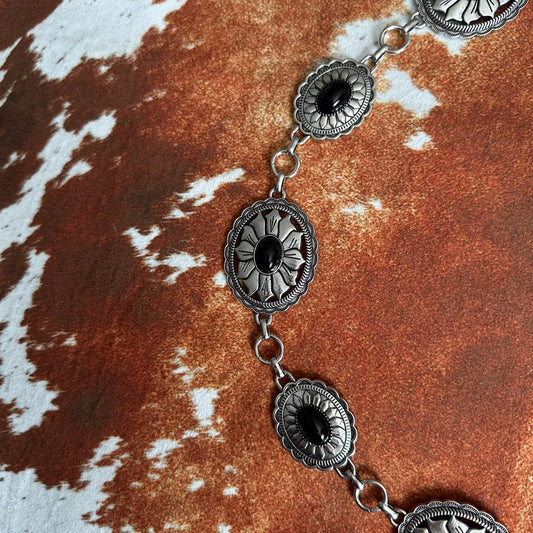Vintage Bohemian Western Carved Black Waist Chain Belt