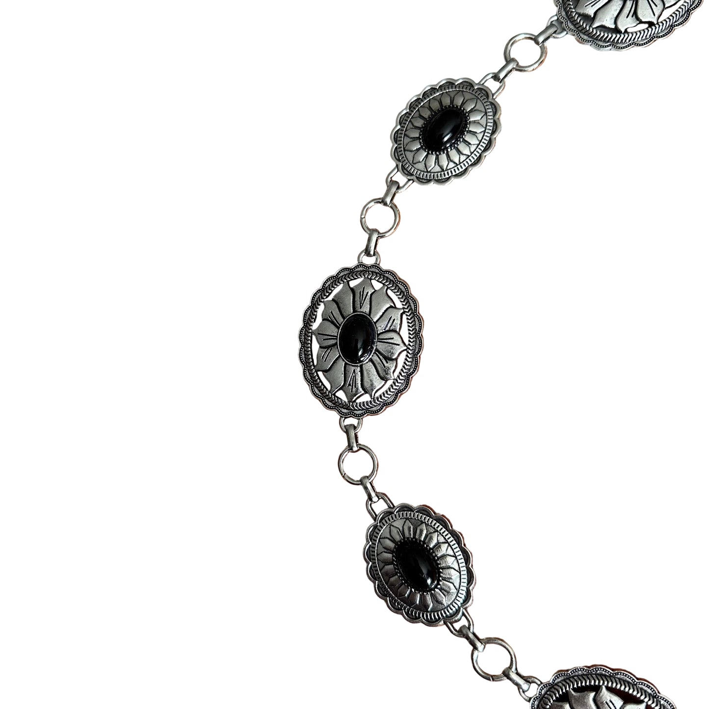 Vintage Bohemian Western Carved Black Waist Chain Belt