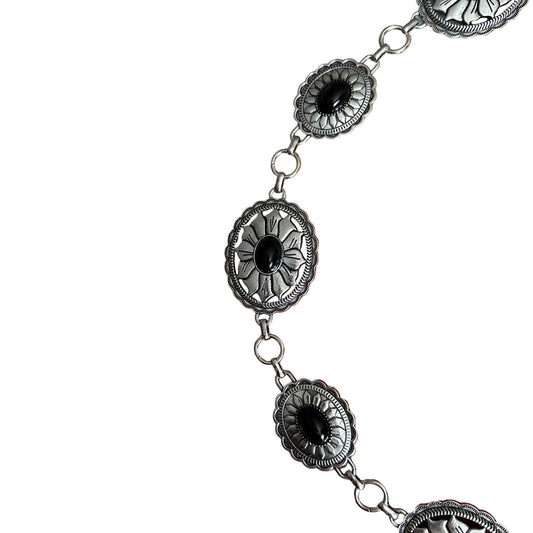 Vintage Bohemian Western Carved Black Waist Chain Belt