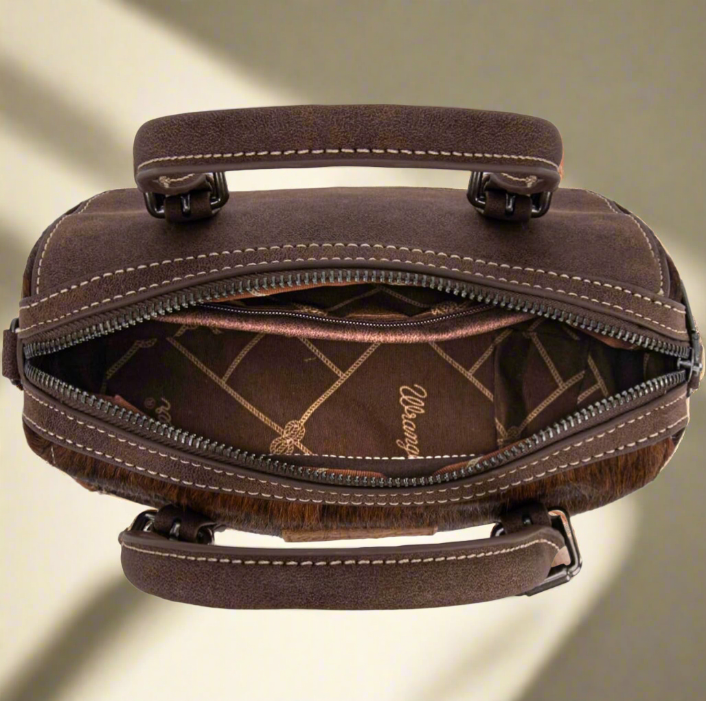 Wrangler Genuine Hair-On Cowhide Barrel Bag