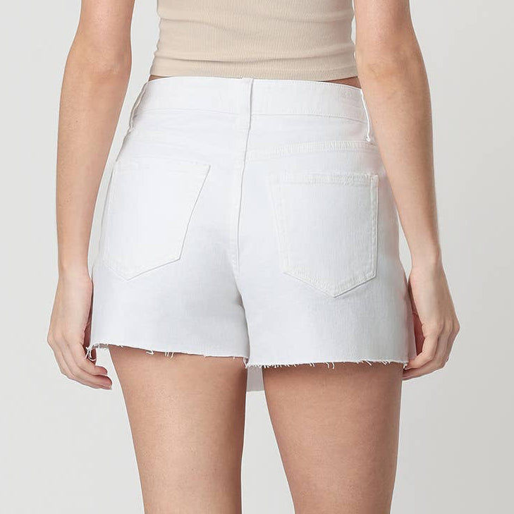 HIGH RISE OPTIC WHITE RAW HEM SKORT