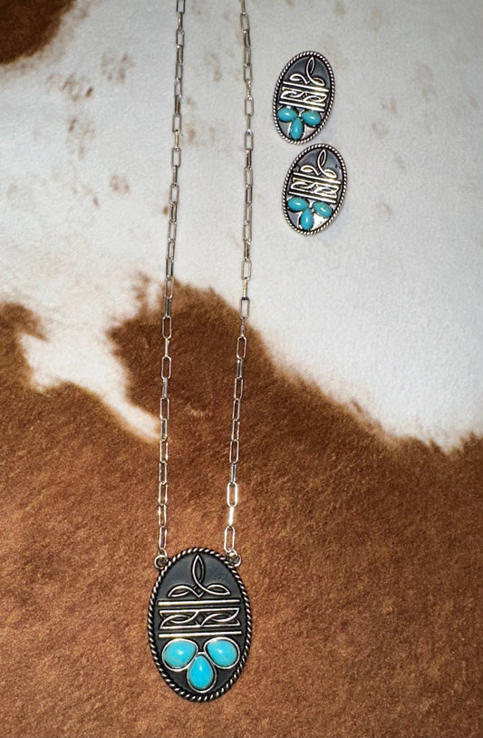 Boot Stitch Necklace and
Earring Set