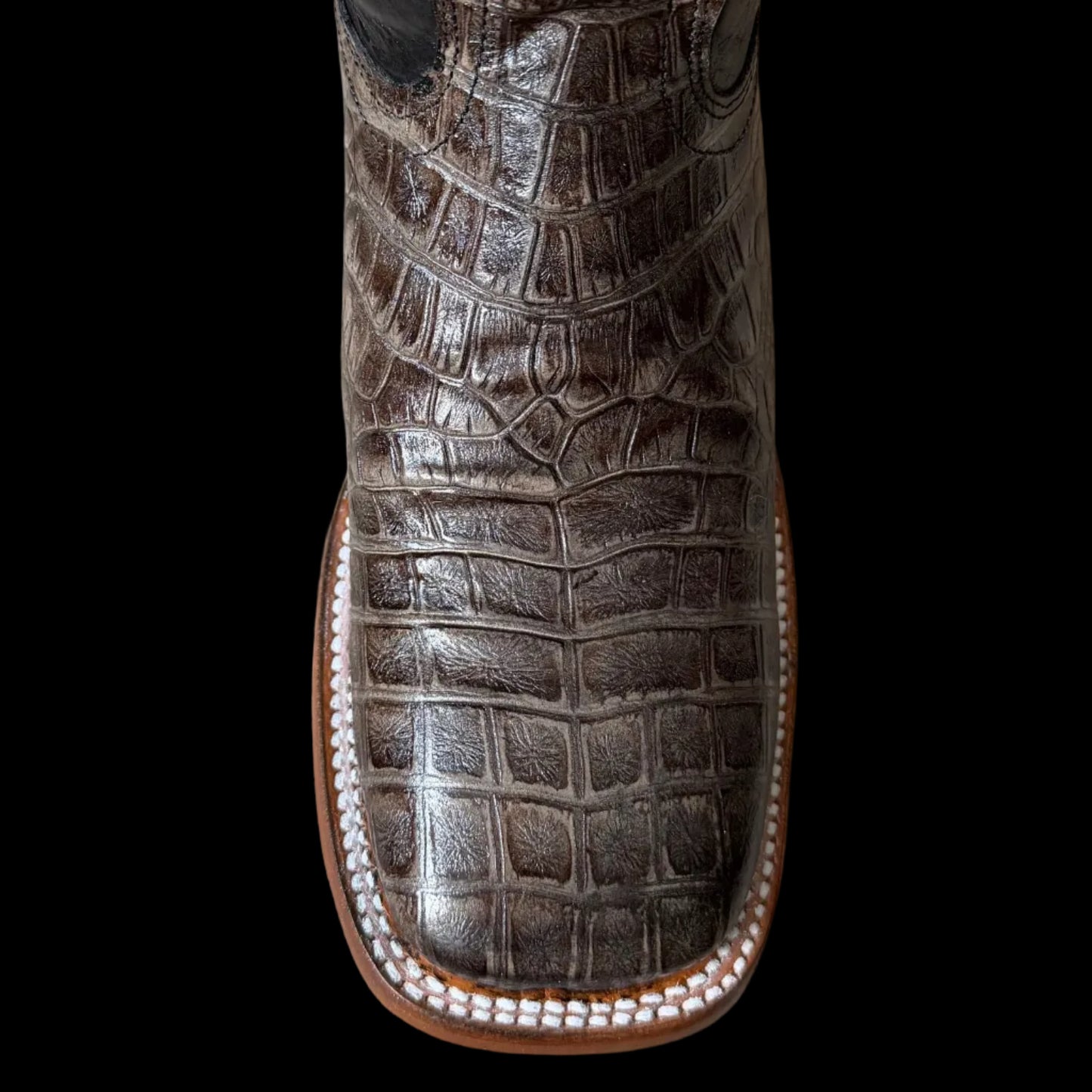 Men’s Crocodile Belly Print-Cenizo Coco Square Toe