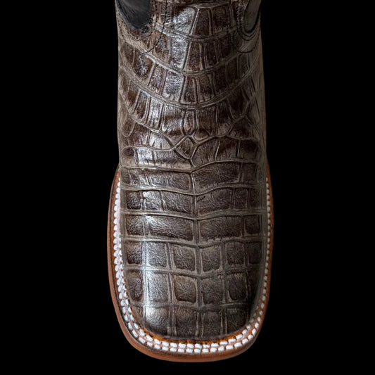 Men’s Crocodile Belly Print-Cenizo Coco Square Toe