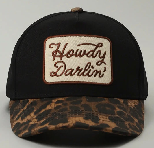 Howdy Darlin' Embroidered Leopard Brim Trucker Hat