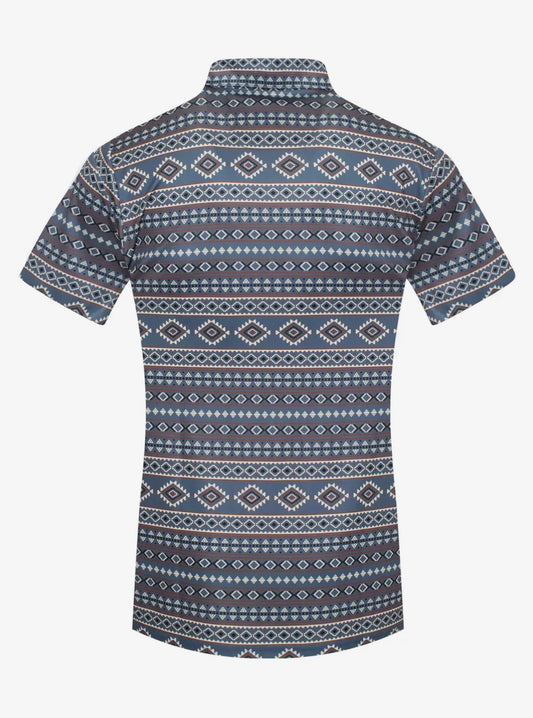 Men's Short Sleeve Printed Western Polo Shirt
