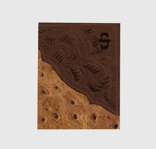Stetson Men's Ostrich Embossed Top Grain Leather Trifold Wallet