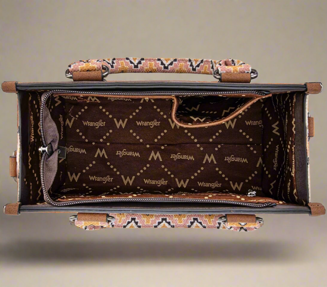 Wrangler Aztec Print Tote/Crossbody and Credit Card Holder Wallet Set