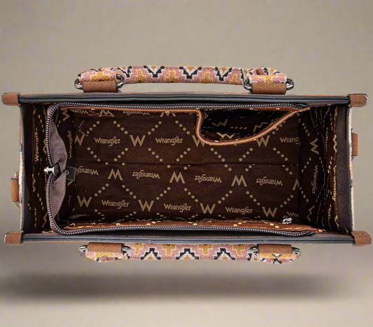 Wrangler Aztec Print Tote/Crossbody and Credit Card Holder Wallet Set
