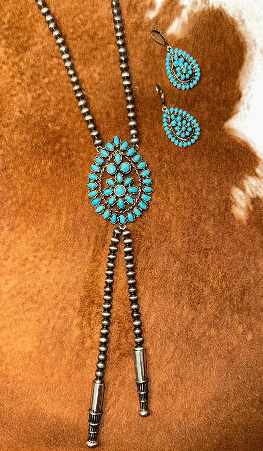 Western Bolo Style Burnished Pearl Necklace Set