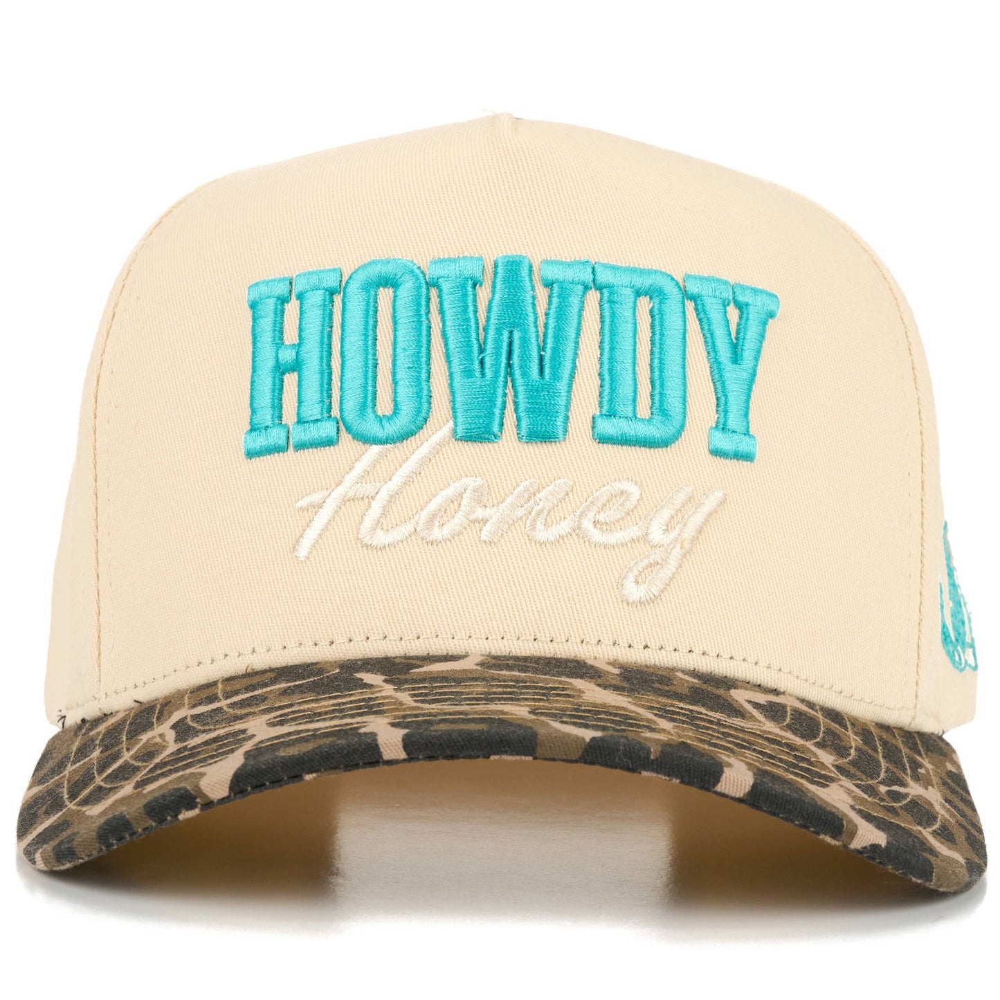 HOWDY HONEY-Leopard Embroidered on Two Tone Trucker Hat