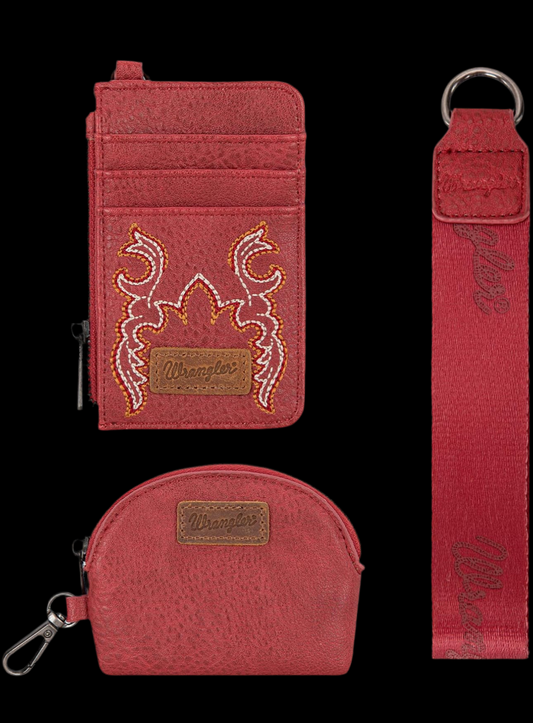 Wrangler Boot Scroll Pouch Wristlet-Red