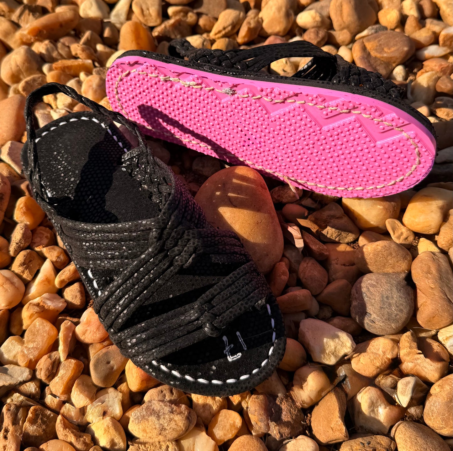 Kids Huaraches Synthetic Stingray Leather Spider Design Red/Pink Sole
