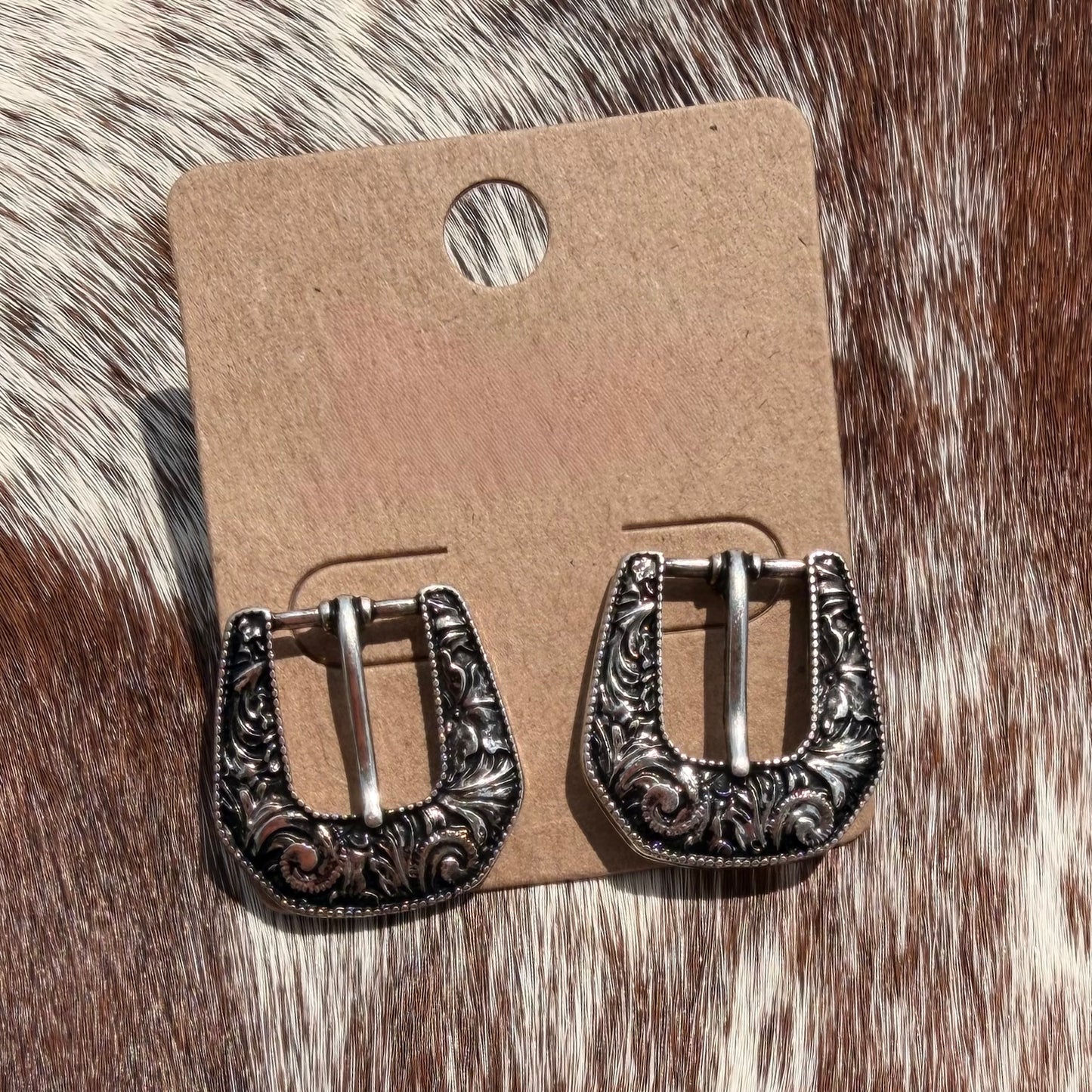 Western Belt Buckle Post Earring
