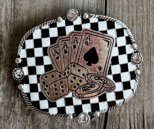 Women’s Western Belt Buckle Checker Checkered Pattern