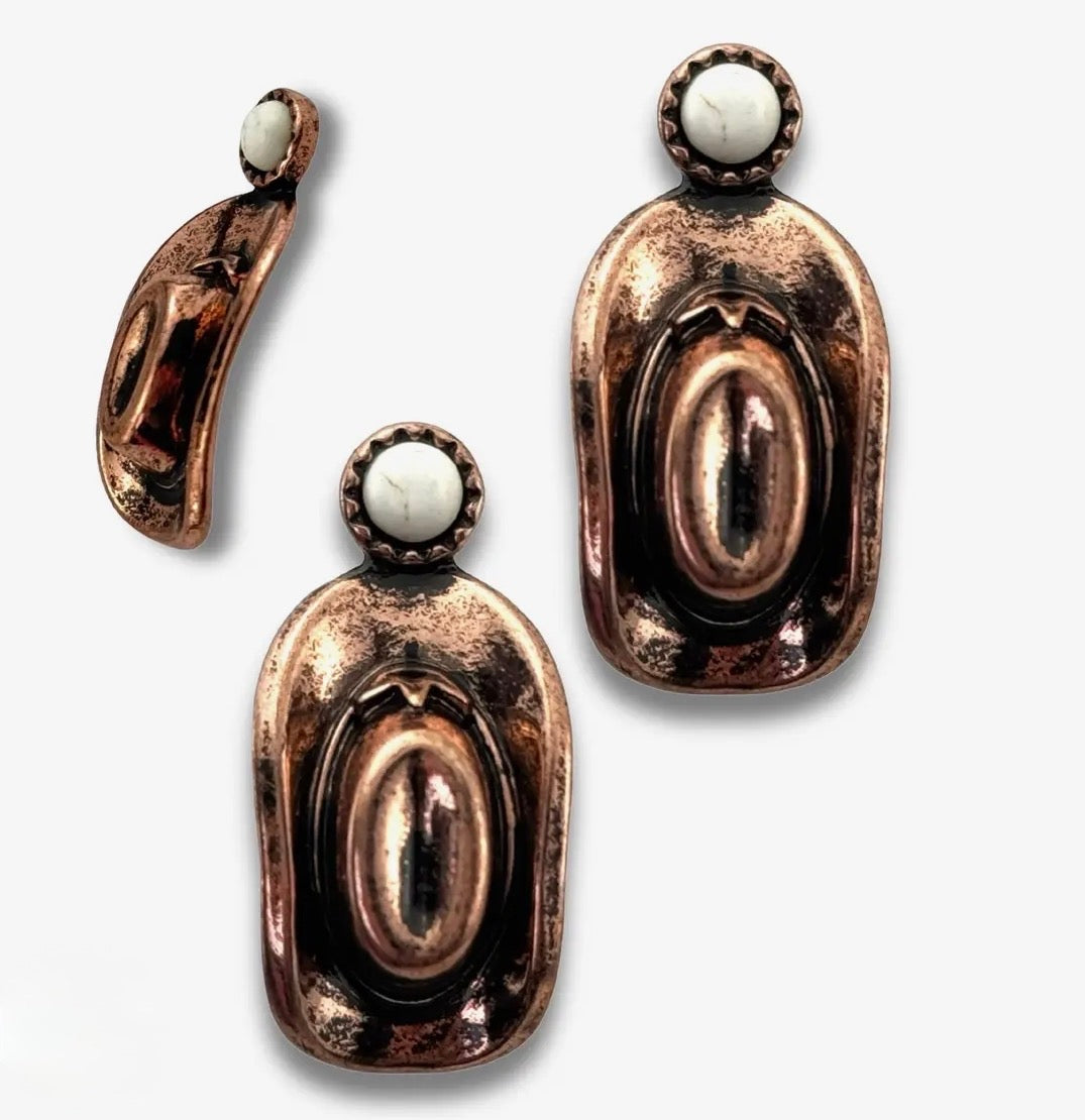 Western Cowboy Hat On
Stone Post Earring
