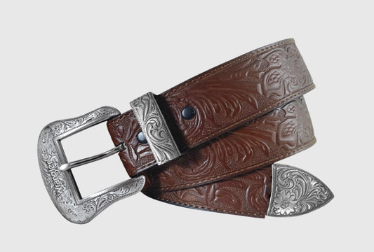 Women’s Wrangler Floral Embossed Leather Belt