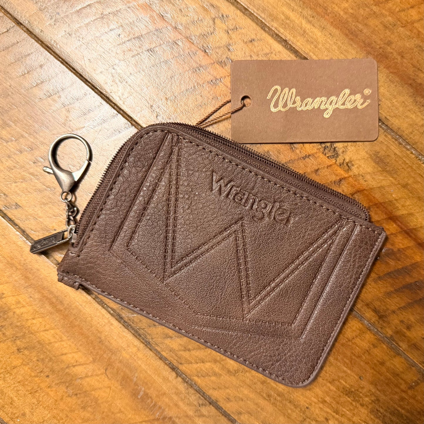 Wrangler Crocodile Print Cardholder Keychain -Brown
