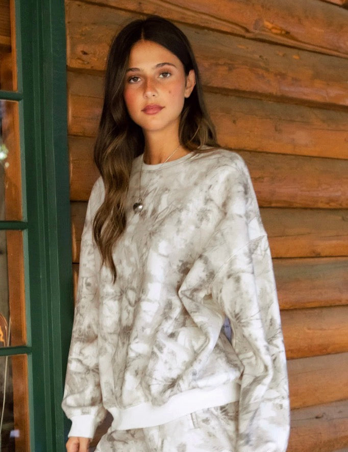 Avery Light Woodland Camo Lounge Fleece Crew Neck Sweatshirt