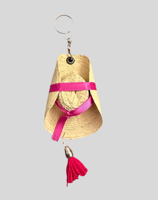 Sombrero Calentano Tierra Caliente Llavero-Mexican Hat for your keychain-Deep Pink with Pink Tassel
