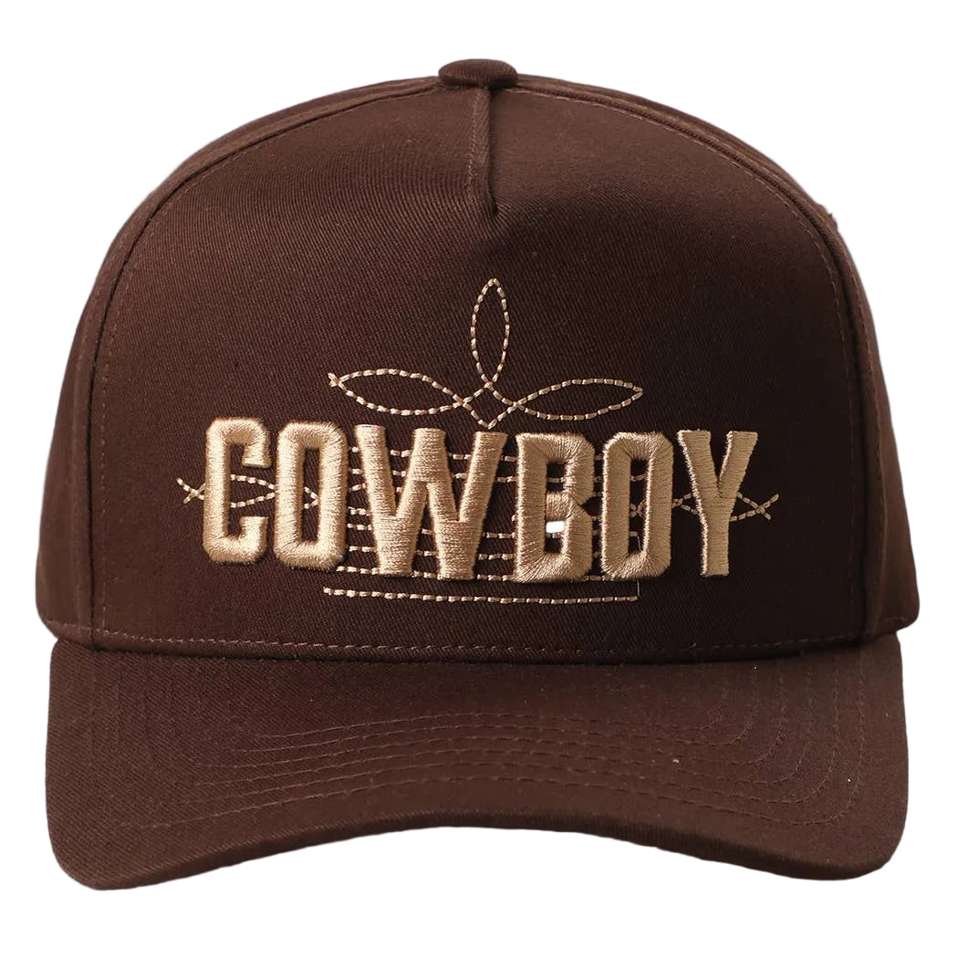 COWBOY-Browm Letter
Embroidered On Two Tone
Trucker Hat