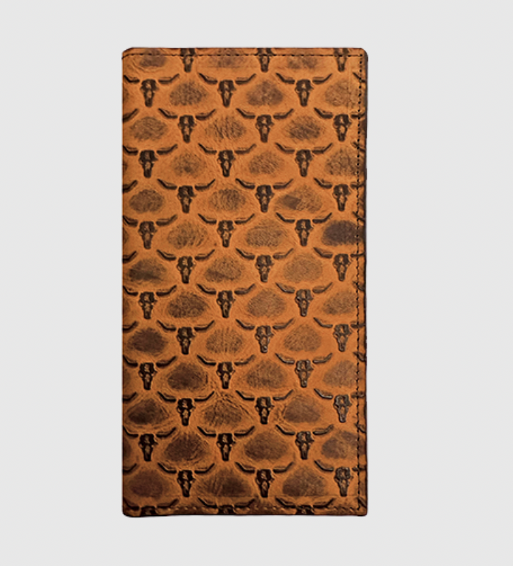 ROPER MEN'S STEER HEADS EMBOSS CHECKBOOK WALLET