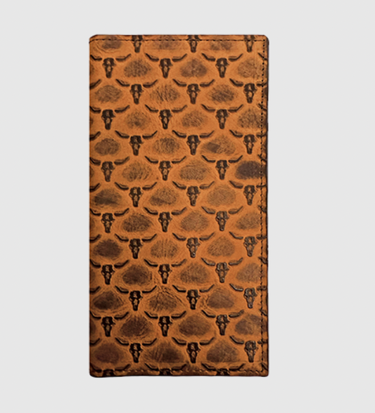 ROPER MEN'S STEER HEADS EMBOSS CHECKBOOK WALLET
