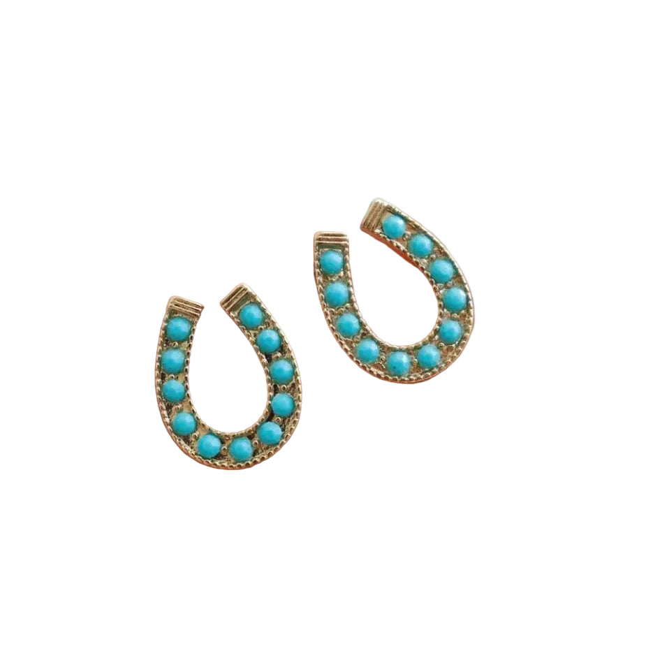 Rhinestone Horseshoe Stud Earrings