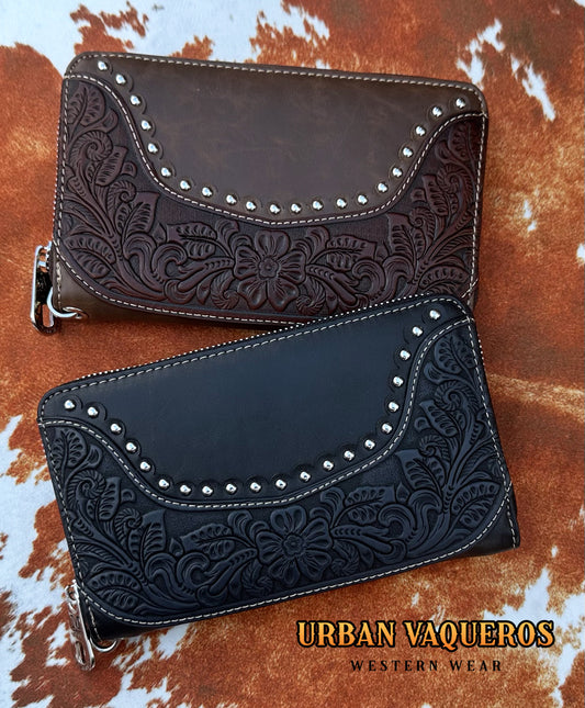 Montana West Tooling Collection Wallet/Wristlet-Black