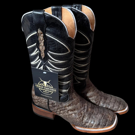 Men’s Crocodile Belly Print-Cenizo Coco Square Toe