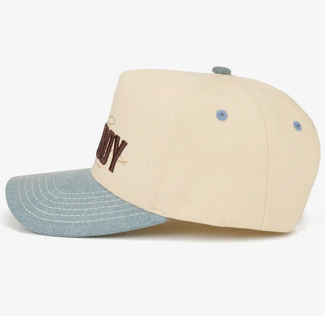 COWBOY-Denim 3D Embroidered Two-Tone Trucker Hat