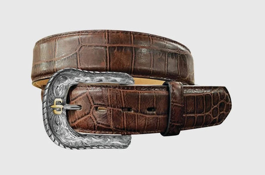 Men’s Stetson Cognac Crocodile Texture Belt