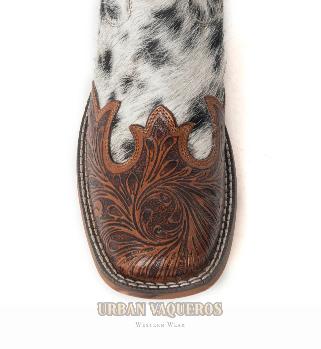 Mesa Cloud Hand Tooled Leather Boots-Black & White