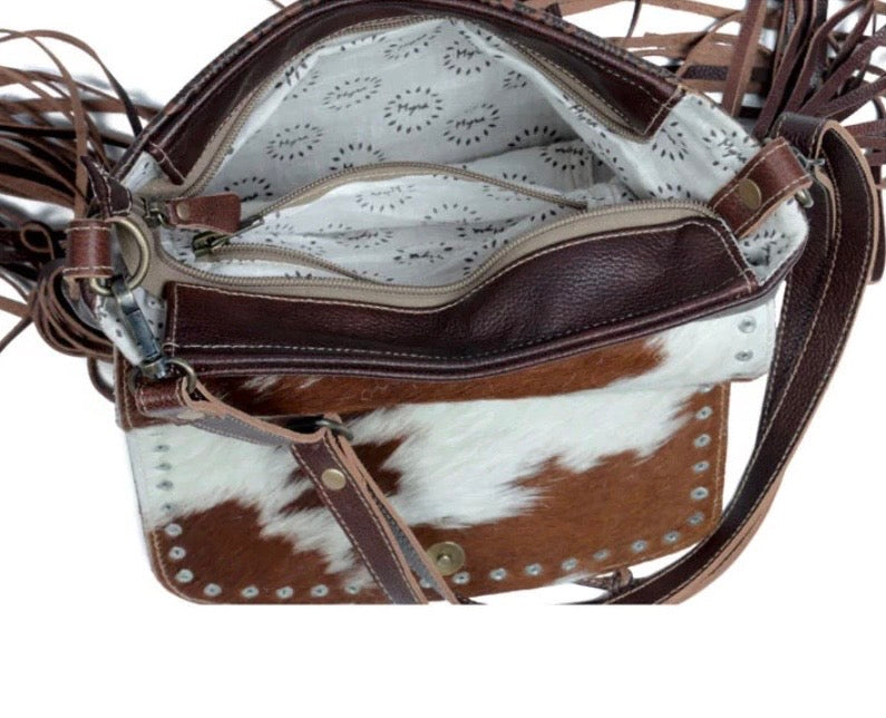 Carved Blossoms Leather & Hairon Bag