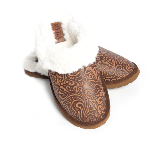 Classic Tooled Leather Slippers