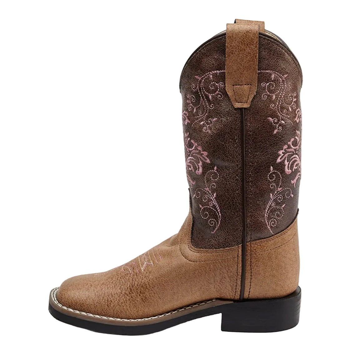 OLD WEST LITTLE GIRLS' CRACKLE WESTERN BOOTS - BROAD SQUARE TOE