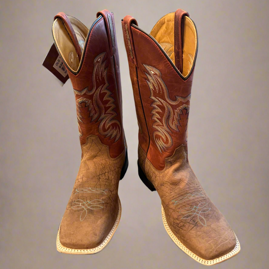 Jama Old West Burnt Orange Waxy Leather-Broad Square Toe Boots