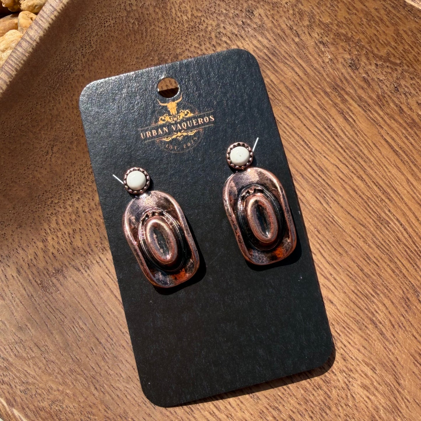Western Cowboy Hat On
Stone Post Earring