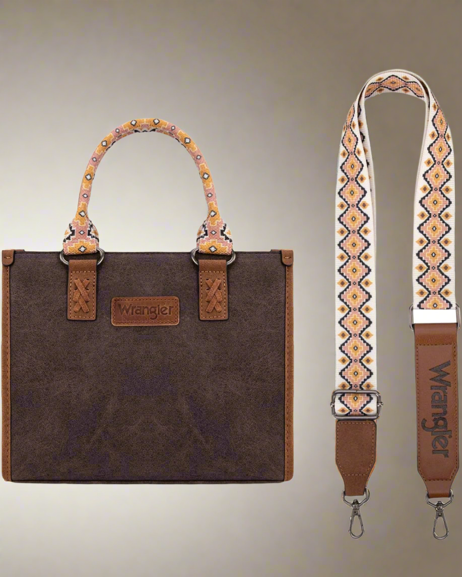 Wrangler Aztec Print Tote/Crossbody and Credit Card Holder Wallet Set