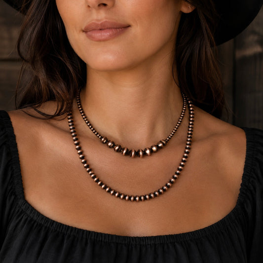 20" 2-strand Navajo Bead Necklace-Copper