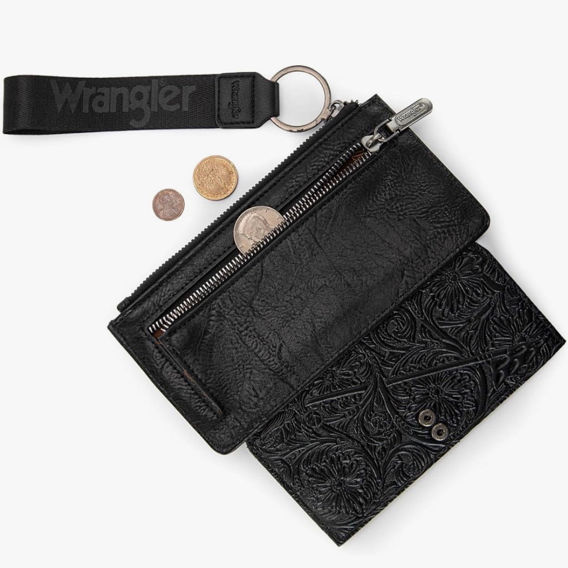 Wrangler Wallet Wristlet with Zipper Pocket