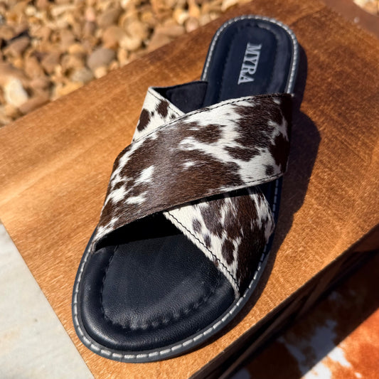 El Paso Dawn Hairon Leather Sandals In Speckled White