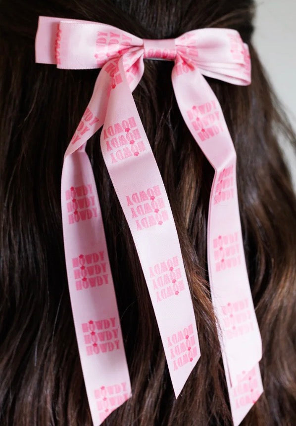 Girls Pink Howdy Hair-bow