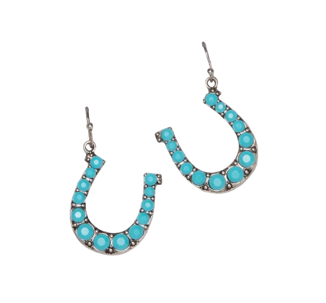Western Horseshoe Turquoise Earrings