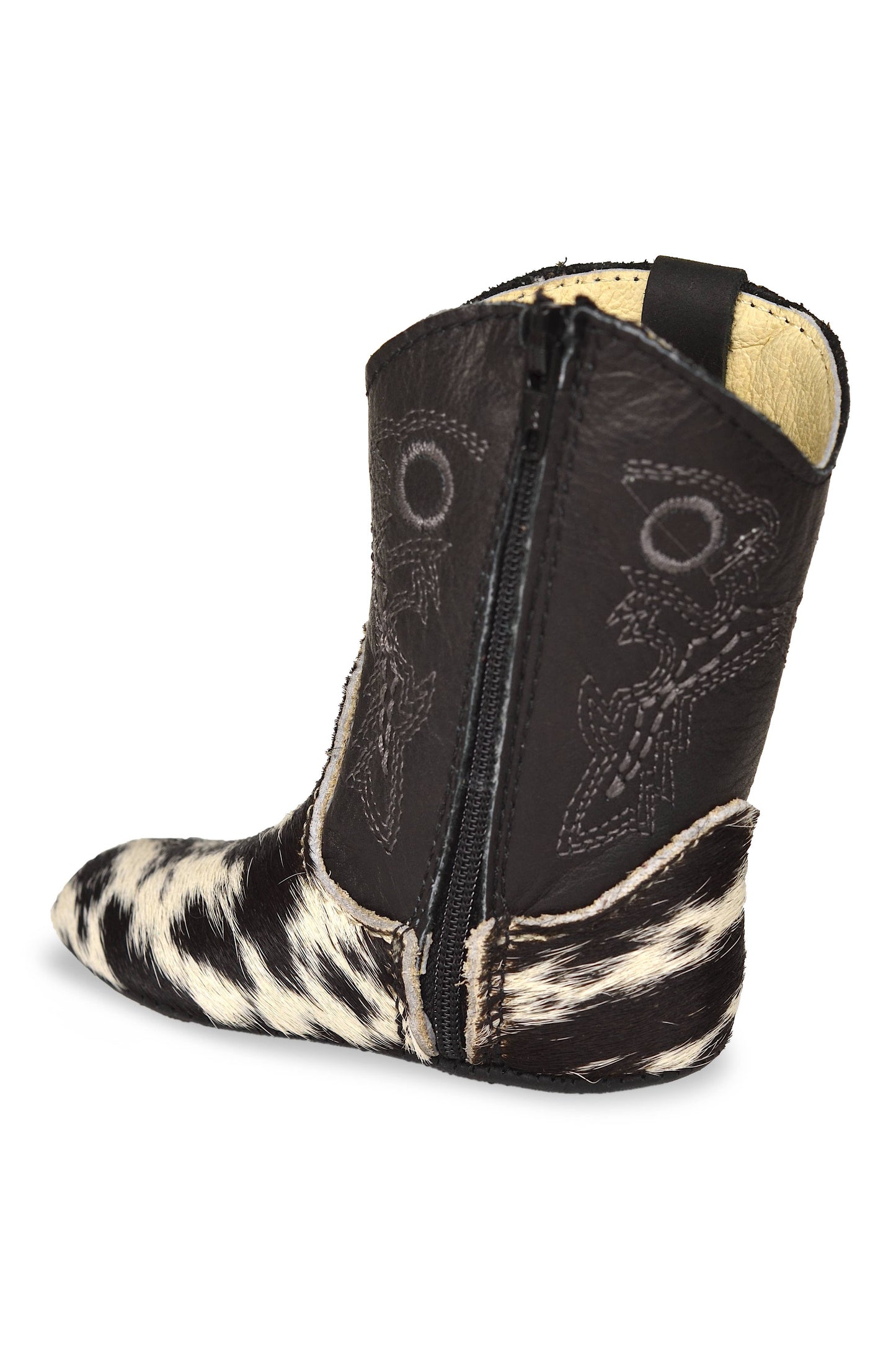 INFANT COWHIDE BOOTIES-DARK SPECKLE