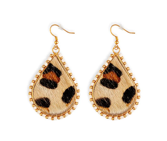 Leopard Teardrop Earrings