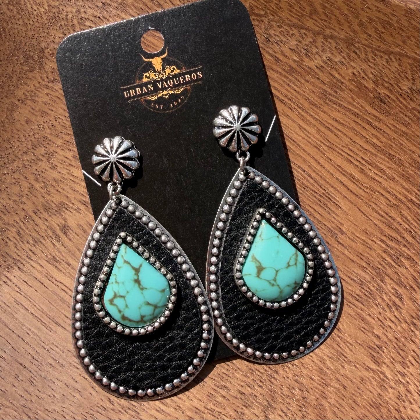Teardrop with Stone Inlay Earring